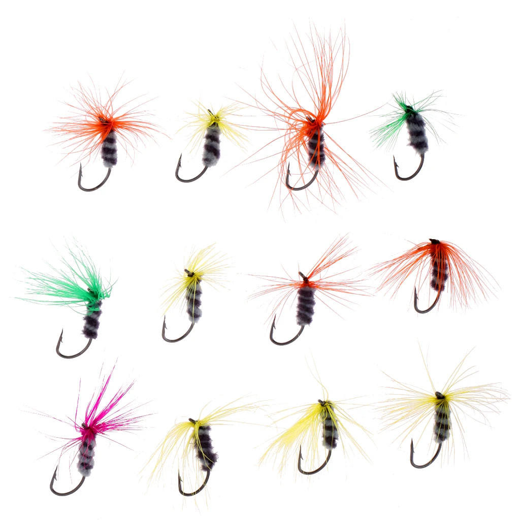 12Pcs Colorful Assortment Dry Trout Fly Fishing Flies for Trout Bass Salmon