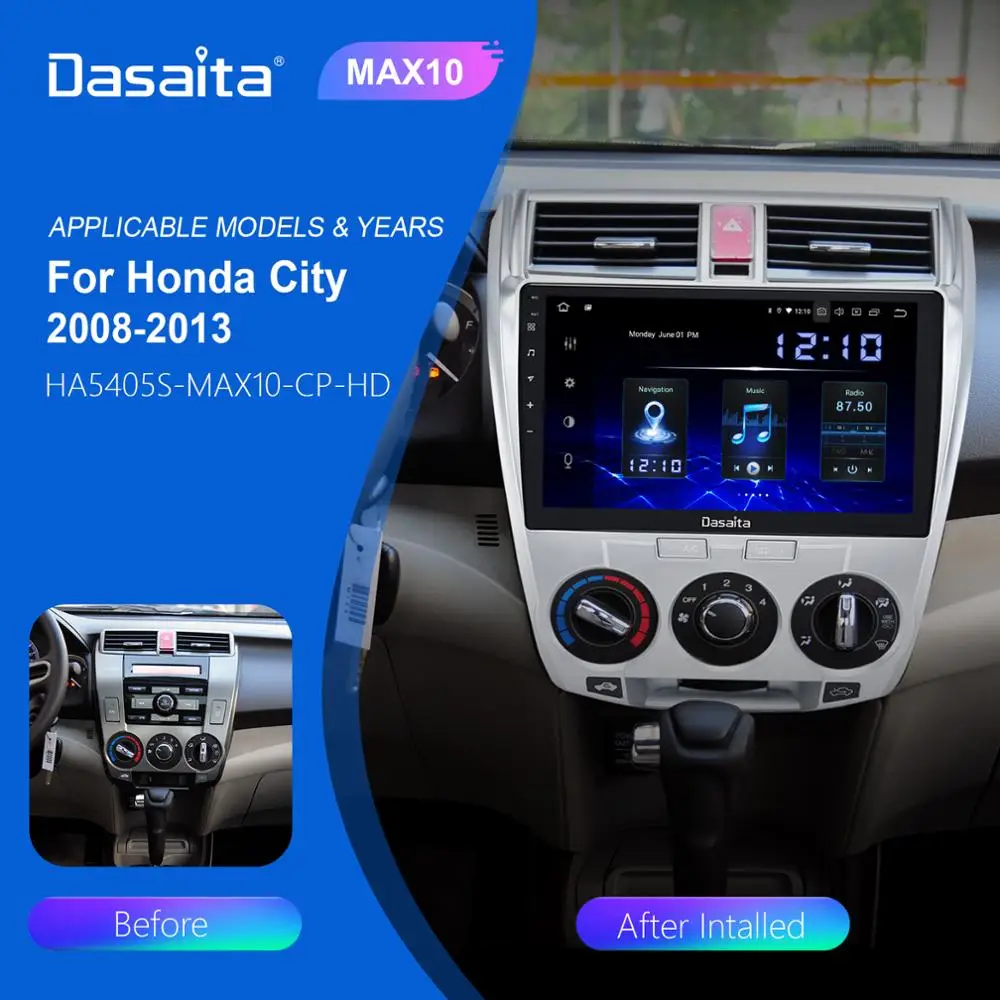 Dasaita Авто Радио Bluetooth Android 10 0 для Honda City 2008 2009 2010 2011 2012 навигация GPS 2 &quotмульти
