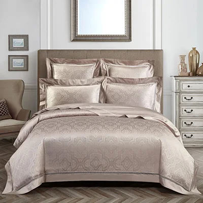 color6 Простой стиль роскошный пододеяльник из жаккардового шелка 4 шт. queen King size Египетский хлопок Ультра Комплект мягкого постельного белья стеганое одеяло простыня лист - Цвет: color6