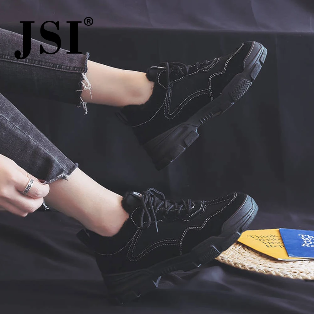 JSI новые зимние кроссовки модные теплые короткие плюшевые женские ботинки с