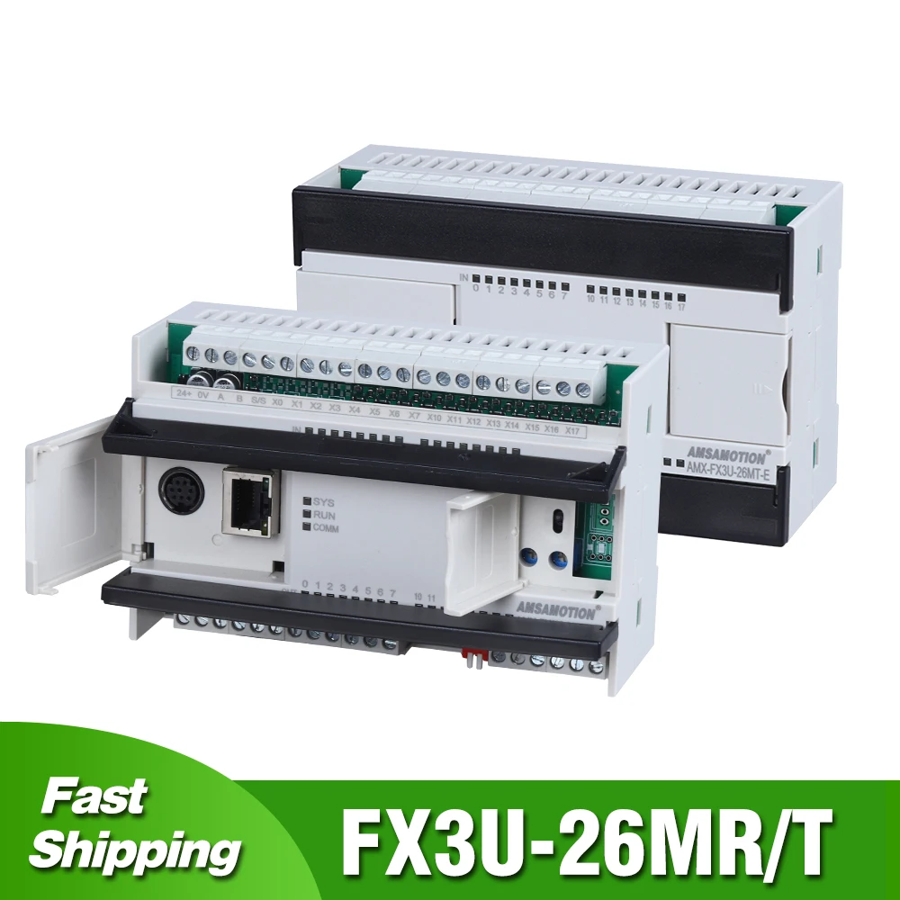 AMSAMOTION PLC Replace Mitsubishi PLC FX3U-26MR/T FX3U-48MR Analog Controller Board With Ethernet Port Programmable Controller