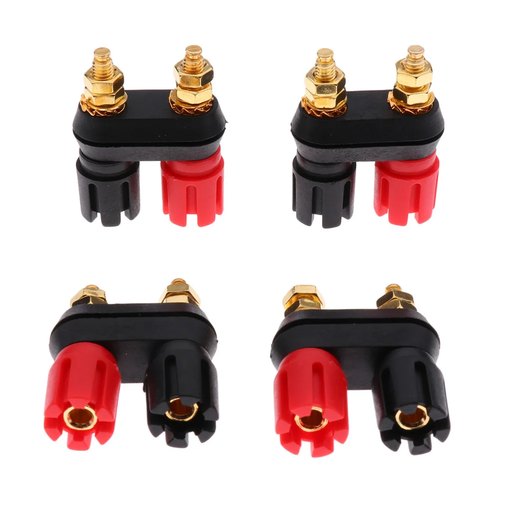 4 Pieces Speaker Amplifier Terminal Dual 2-way Banana Plug Jack