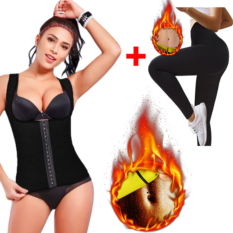 Twinso неопрена сауна костюм Термальность рубашка + леггинсы Body Shaper Для женщин