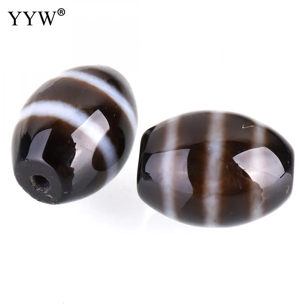 

5pc Natural Tibetan Agates Dzi Beads Oval5pcs Stripe Beads Two Tone Hole 2mm Good Fortune Blessing For Making Bracelet Necklace