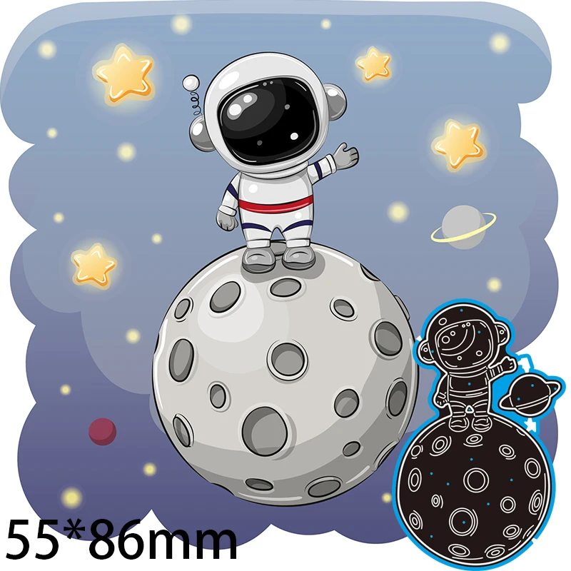 Metal Cutting Dies ASTRONAUT ON THE MOON New Decoration Scrapbooking Album Paper Card Craft Embossing DIY Template 55*86mm | Дом и сад
