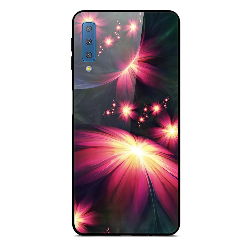 Для samsung Galaxy A7 чехол жесткое стекло задняя крышка для samsung A9 J4 J6 Plus J 4 J4Plus чехол для телефона s силиконовый бампер Капа - Цвет: 30