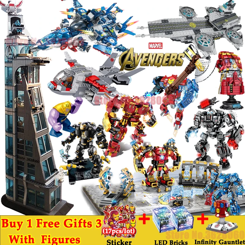 Baratos Para LEGOing Marvel vengadores Super Héroes de hulkbuster de Iron Man Hulk Thanos bloques chico para LEGOing vengadores 4 final