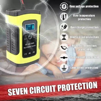 

12V 6A Full Automatic Car Battery Charger 110V 220V Intelligent Fast Power Charging Pulse Wet Dry Lead Acid Digital LCD Display