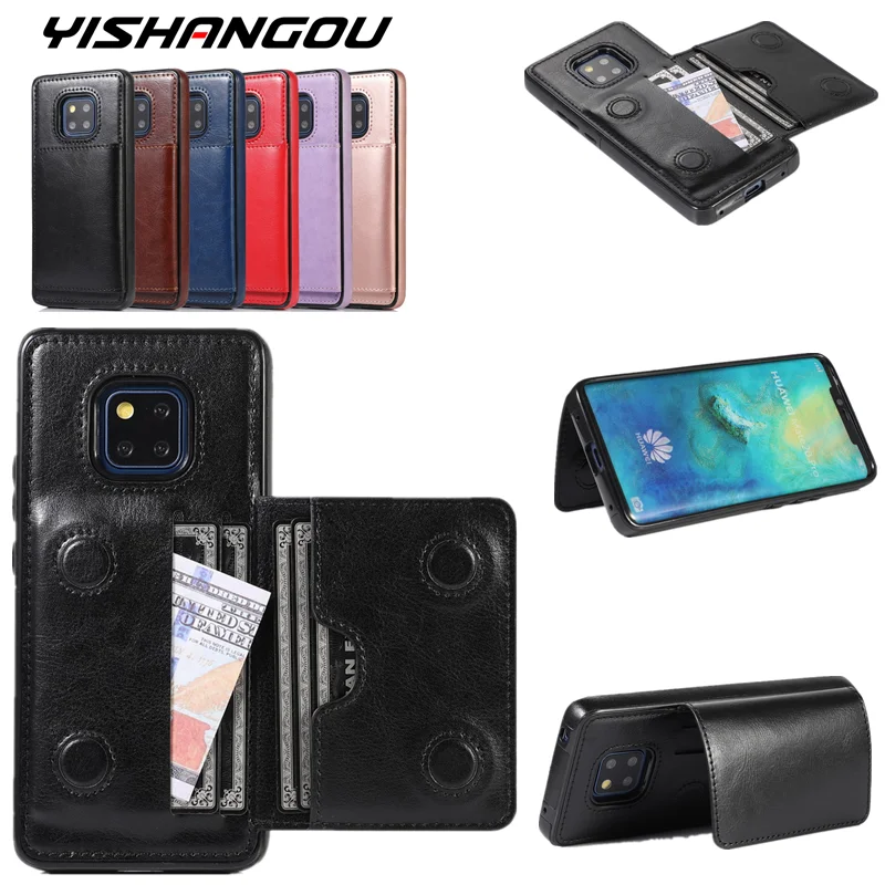 

YISHANGOUG Retro PU Leather Case For Huawei P30 Lite Mate 20 Lite Card Slot Phone Holder Case Huawei P30 Mate 20 Pro Back Capa