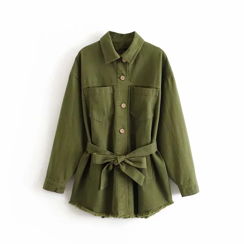 Very best  Withered autumn england vintage army sashes pockets cargo jacket casaco feminino jaqueta feminina f