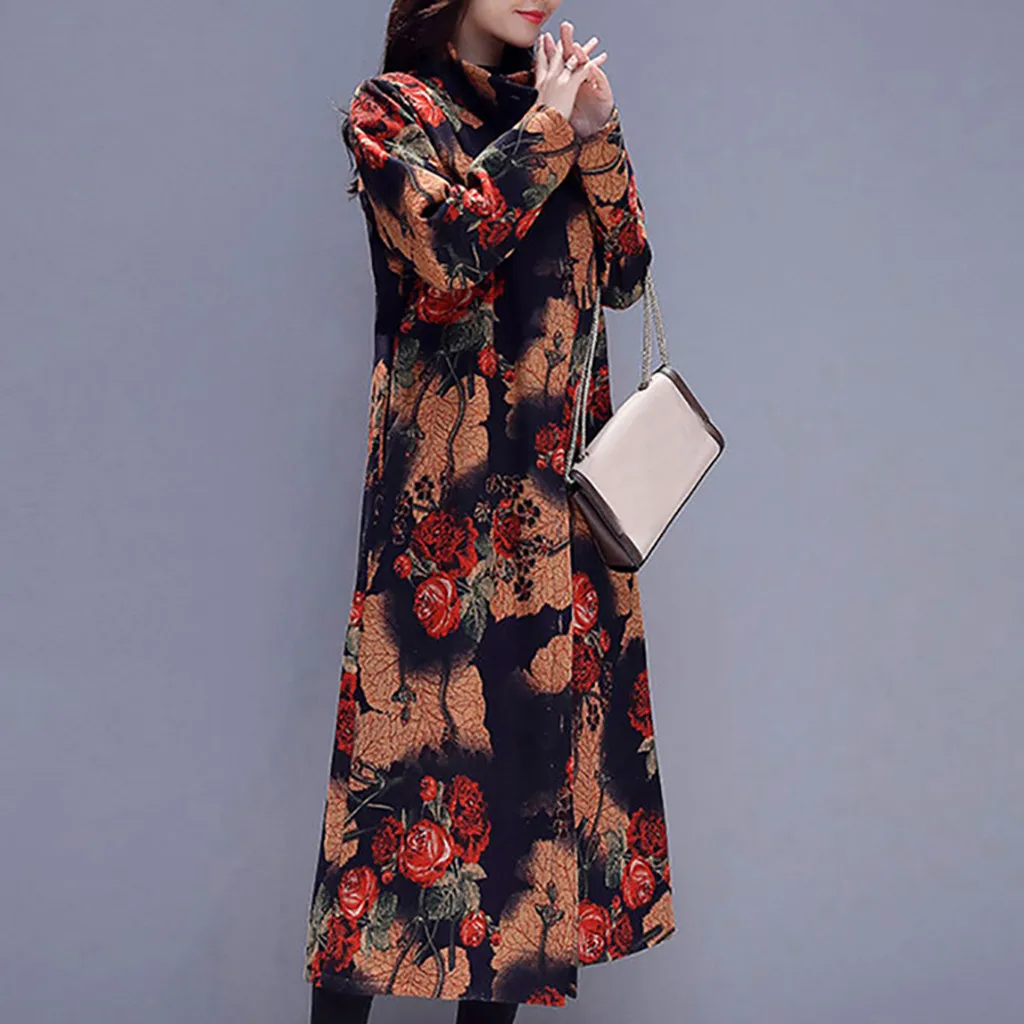 Feitong, Женский Тренч, ropa mujer, длинный рукав, Ретро стиль, флис, утолщенное пальто, на пуговицах, длинное пальто, верхняя одежда, куртка женска