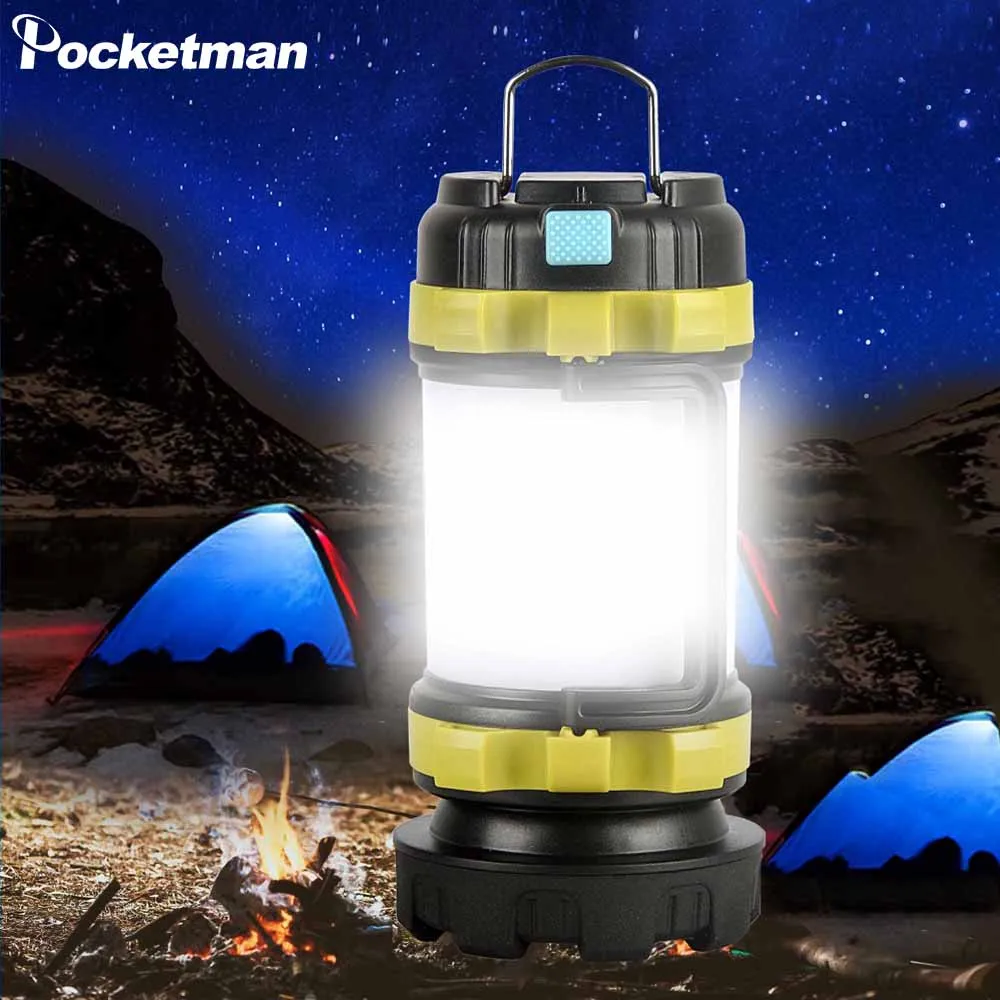Portable Camping Lamp LED Camping Light USB Rechargeable Flashlight Camp Lantern Work Light with Built In Battery For Hiking