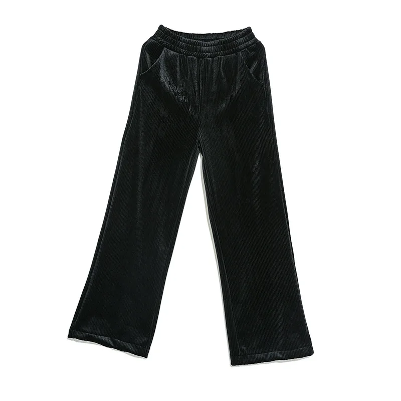 Новинка женские зимние длинные серые черные вельветовые спортивные штаны с эластичной резинкой на талии прямые женские мягкие длинные спортивные штаны J260 - Цвет: Black J260