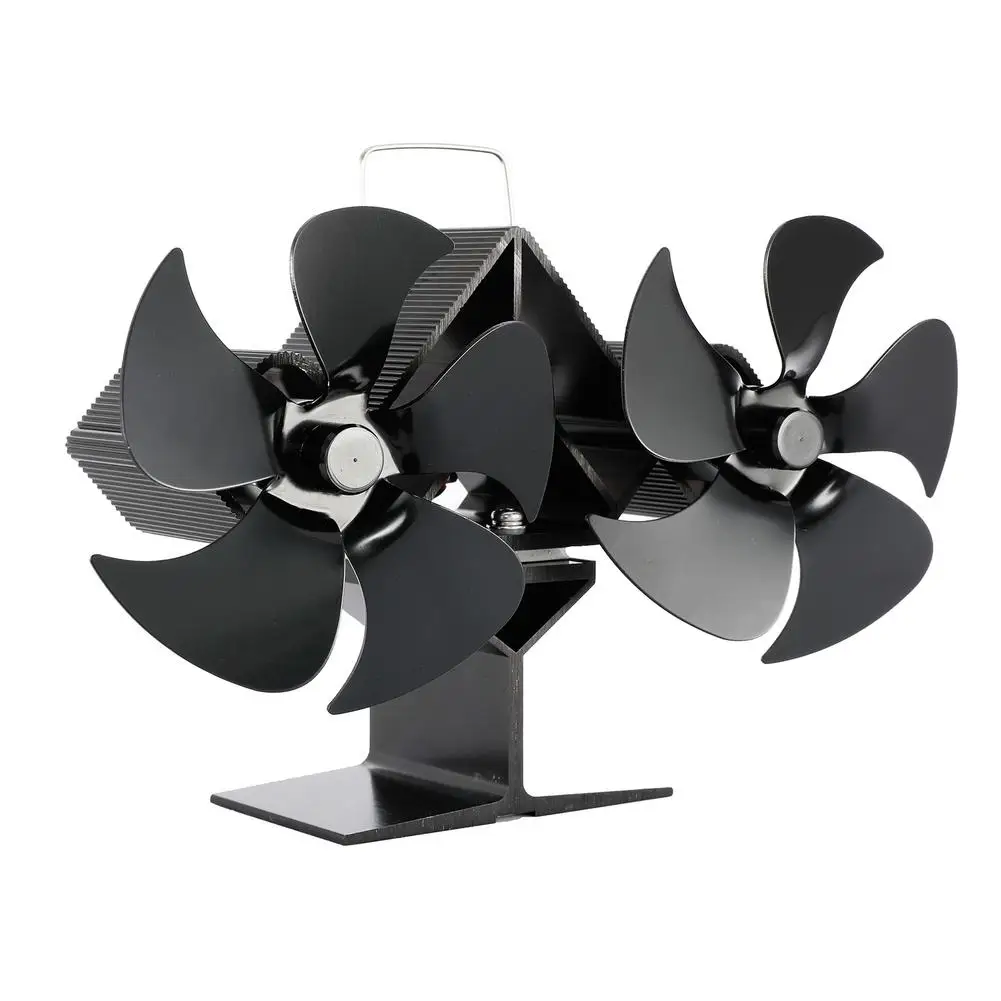 Double-headed Fireplace 5 Blade Heat Powered Stove Fan Log Wood Burner Eco Friendly Quiet Fan Home Efficient Heat Distribution