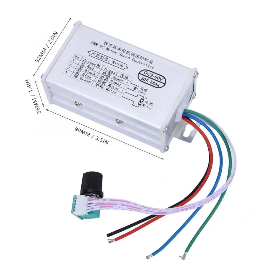 30A PWM регулятор скорости двигателя постоянного тока Регулируемый регулятор скорости электродвигателя регулятор двигателя регулятор скорости постоянного тока 9-60 в
