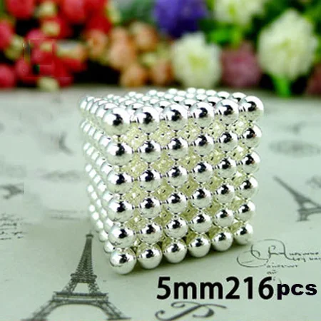 silver 5 мм 216 шт./компл. Магнитный магический куб Баки головоломки Magcube блоки неокуб сальников с металлом - Цвет: silver