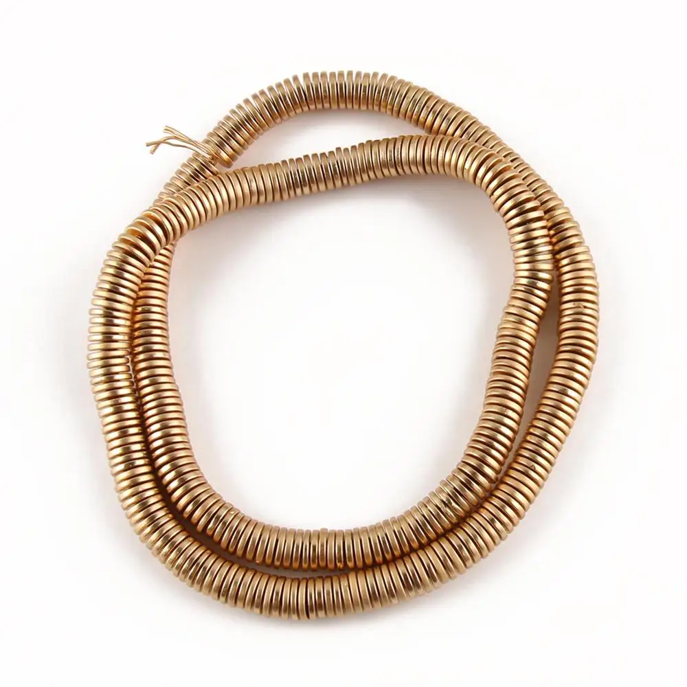 Natural Stone Matte Gold & Silver Plated Hematite Rondelle Beads
