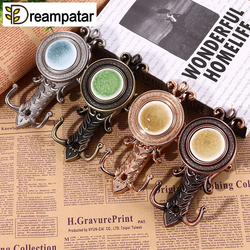 Dreampatar 1 пара Классическая Имитация драгоценных камней круглый держатель для штор настенный фиксированный крюк простая Золотая занавеска для украшения ML261A