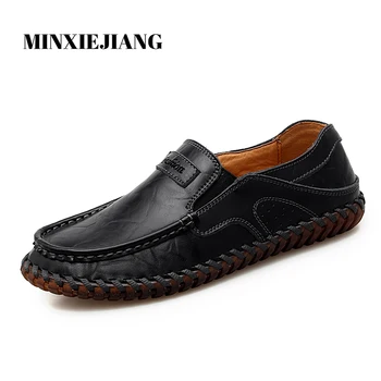 

2020 Brand Leather Men's Shoes Fashion Casual Shoes Breathable Men's Flat Loafers Men's Driving Shoes Moccasins Big Size 48
