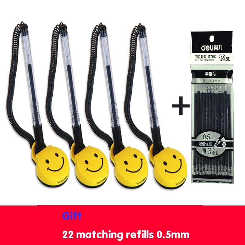D Ручка Smiley для деловых подписей, офисная, канцелярская/настольная, гелевая ручка с липкой основой, 0,5 мм, супер тонкая, в горошек, черные чернила, гелевая ручка, заправка - Цвет: D