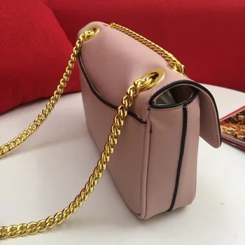 

free shipping 2020 the new style fashion and classic genuine cow leather women chain one shoulder bag crossbody bag 5 color 26cm