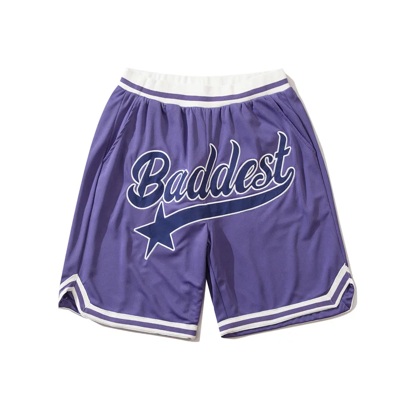 American Retro Street Letter Embroidery Basketball Shorts Male 