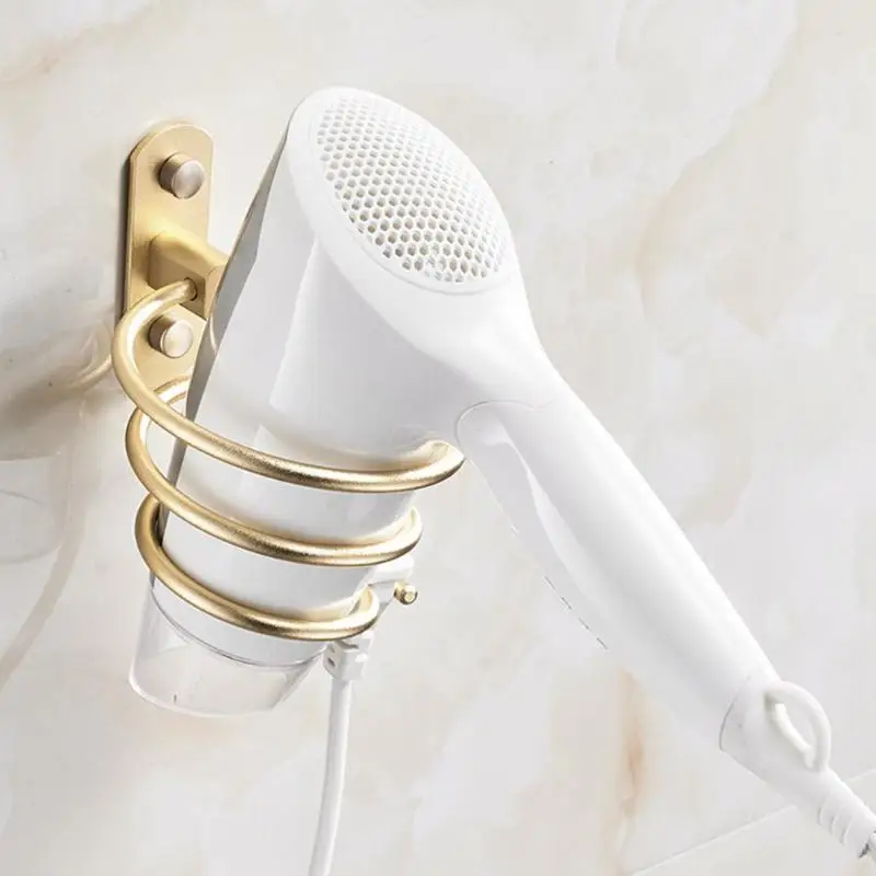 

Punching Installation Hair Dryer Rack Heliciform Alumimum Wall Mounted Storage Organizer Holder Bathroom Barber Shop Fixture