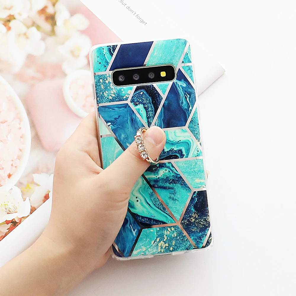 f LOVECOM покрытие мрамор чехол для телефона для samsung Galaxy A50 S10 Plus S8 S9 Plus A70 палец кольцо держатель Роскошный мягкий IMD задняя крышка - Цвет: f