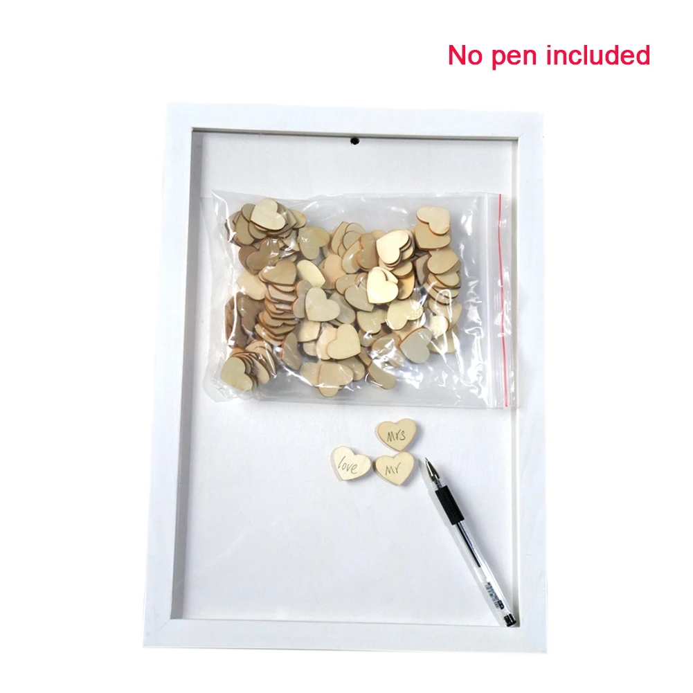 

Birthday Anniversary Crafts Message Wooden Frame Wedding Guestbook Party Sign Non Toxic Memorial Heart Shape Decoration