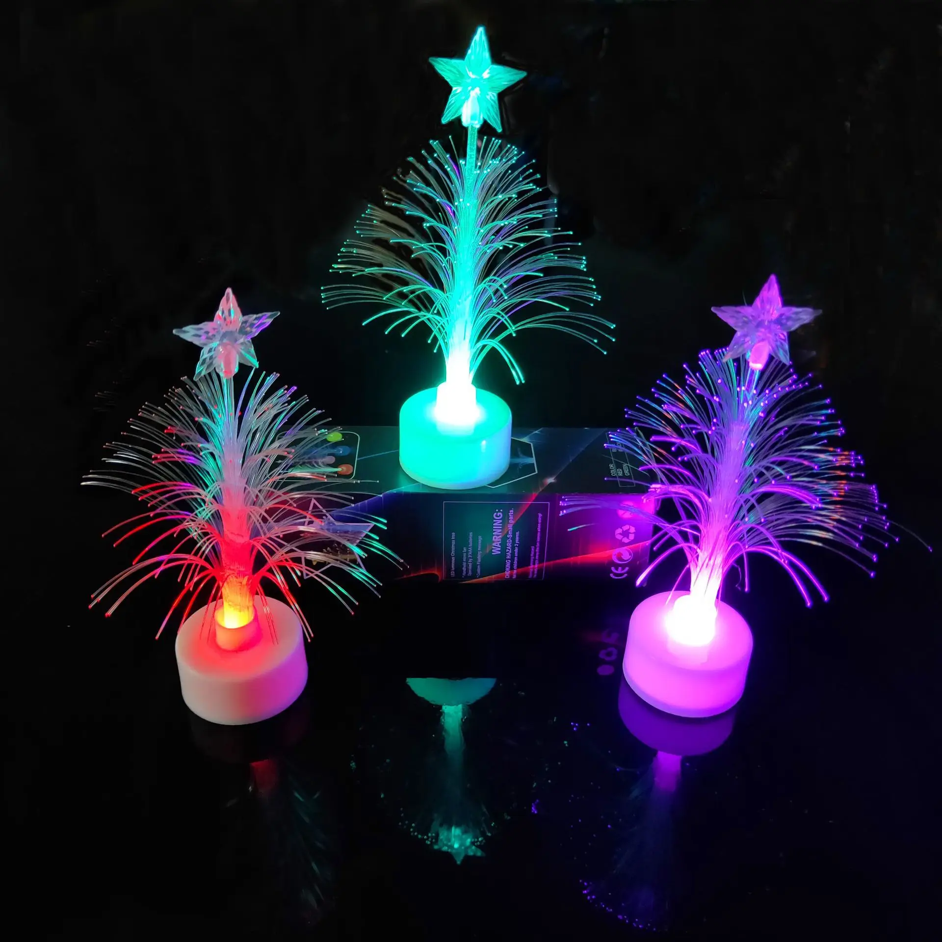 

3PC/SET Christmas Glow Tree Xmas Tree Colorful Changing LED Light Fiber Tree Flash Lamp Party Decoration Home Decor Gift