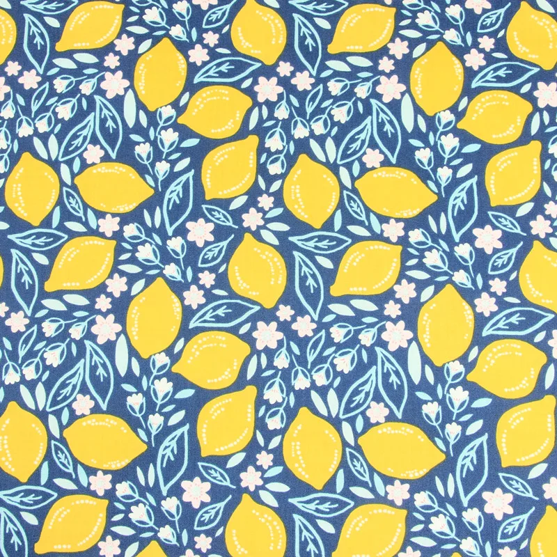 Половина ярда простой хлопок ткань с фруктами лимон цветочный принт, ручной работы DIY одежды платье Ткань хлопок CR-205