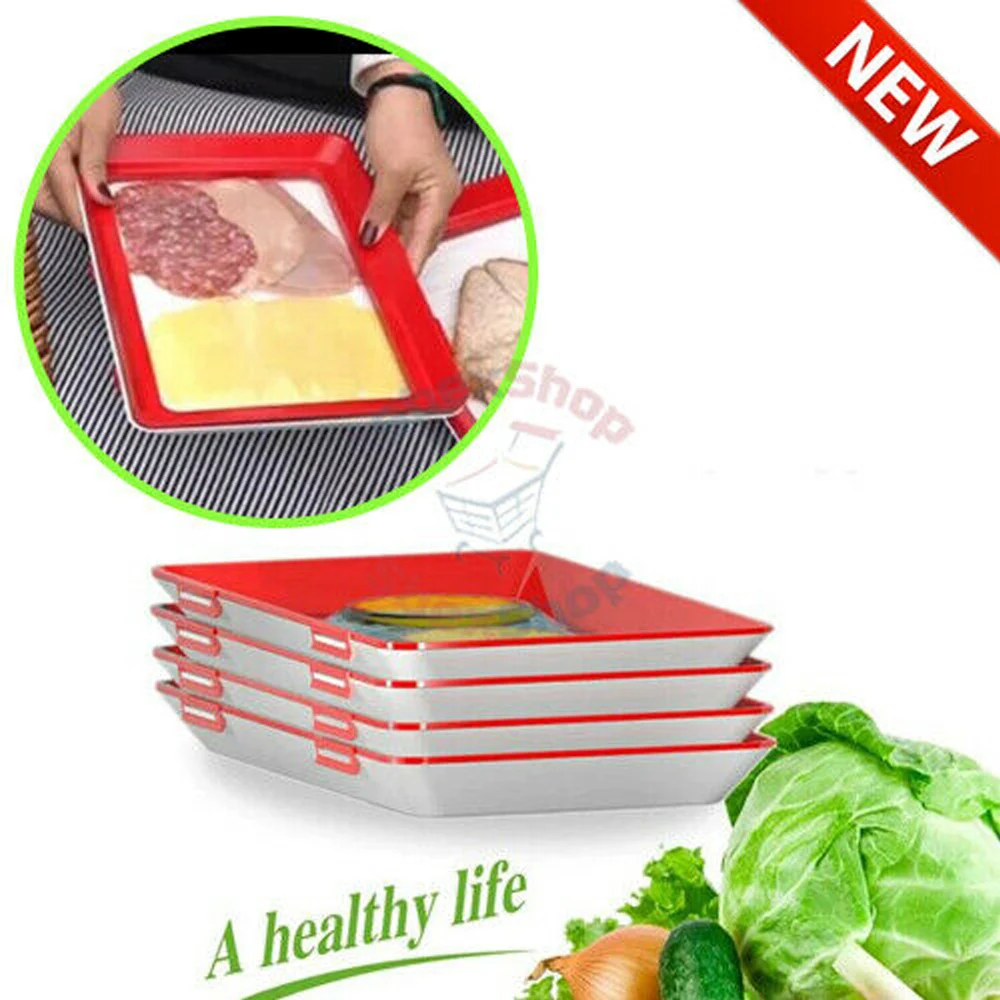 

Clever Tray Kitchen Items Food Storage Co Stackable Creative Food Preservation Tray With Elastic Lid Elastic Red Food Fresh