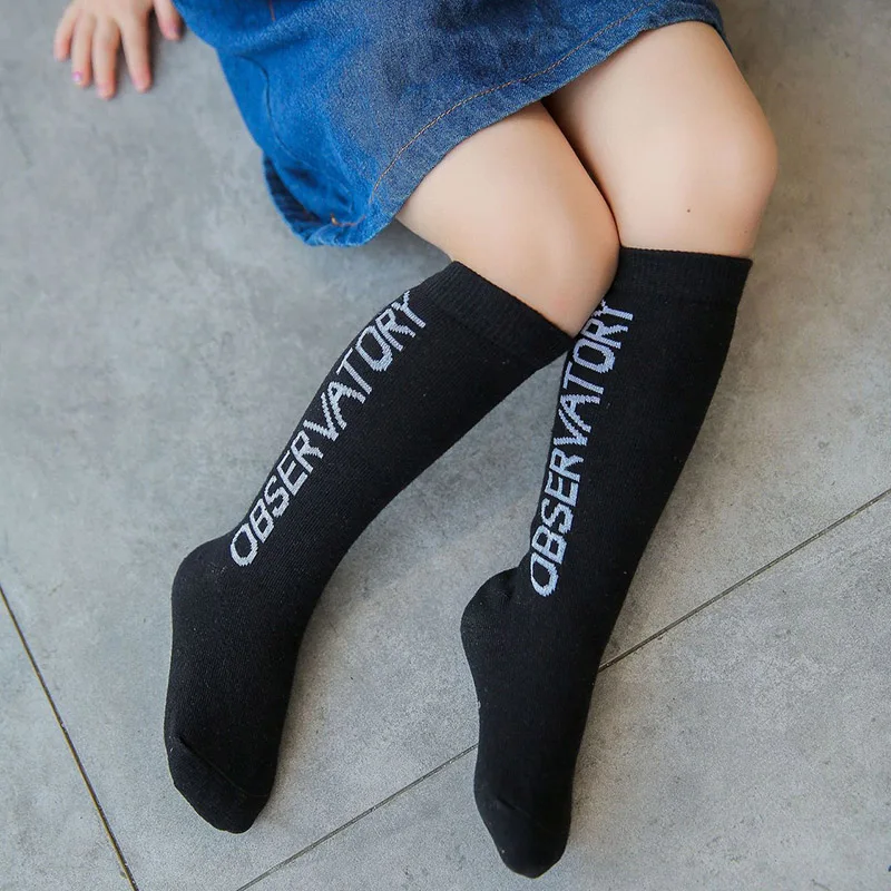 Fashion Letters Cotton Soft Warm Winter Children's Socks Knee-high For Girls Boys Slip Resistant Toddler Long Sport Ankle Casual