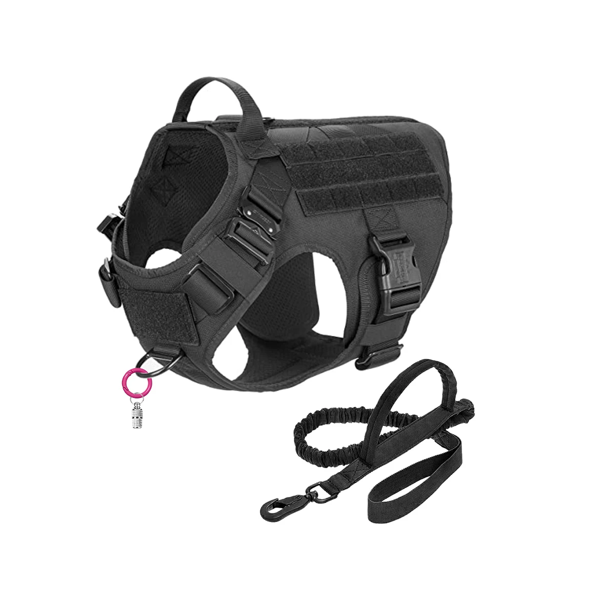 Military Tactical Dog Harness And Leash Set No Pull Adjustable Nylon K9 Pet Vest German Shepherd