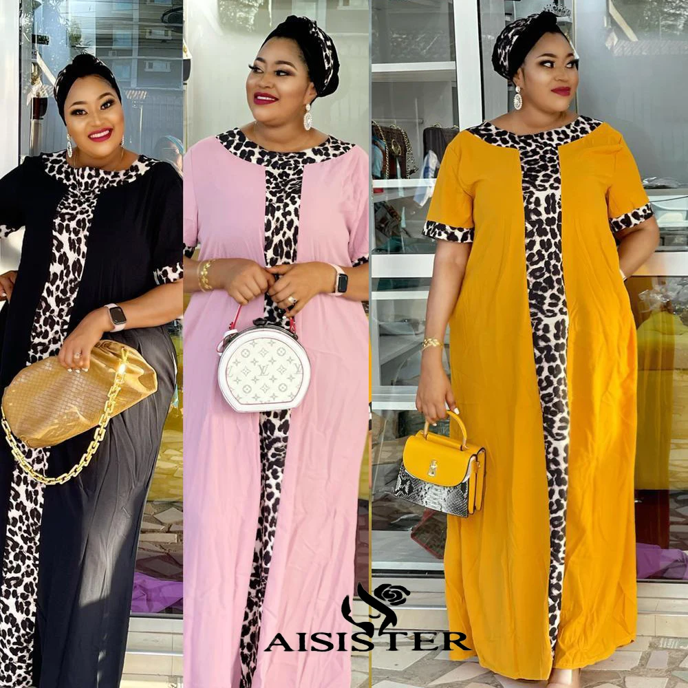 african fashion style African Kaftan Big Size Women's Dresses India Caftan Traditional Wear Leopard stitch Boubou Africa Femme Maxi Casual Outfit 2021 africa dress