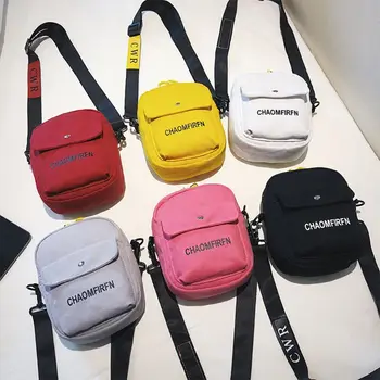 

Sell at a loss! Unisex Shoulder Bags Phone Pouch Zipper Letter Printing Small Canvas Crossbody Bags Fashion