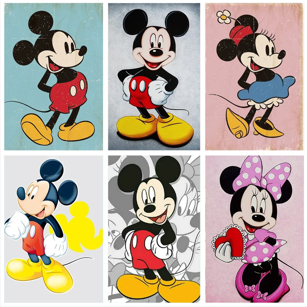 Disney 5D Diamond Painting Round Drill Diamond Embroidery Animals Mickey Minnie Mouse Pictures Of Rhinestones Mosaic Home Decor