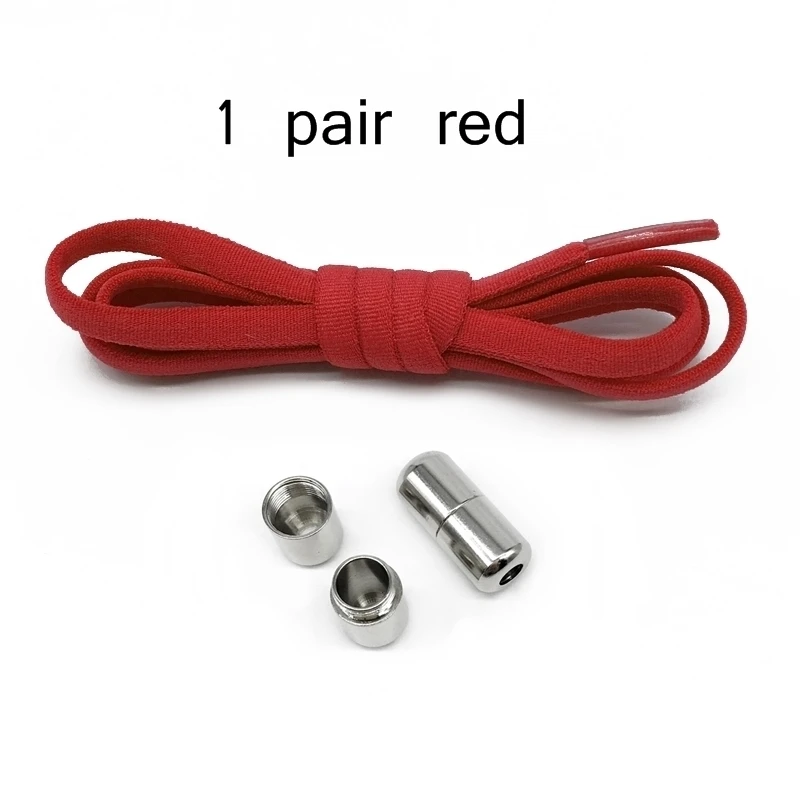Red shoelace 1 пара металлических замков шнурки без завязок растягиваются ленивые круглые туфли кружевные шнурки без шнуровки эластичные шнурки 10 цветов - Цвет: Red shoelace