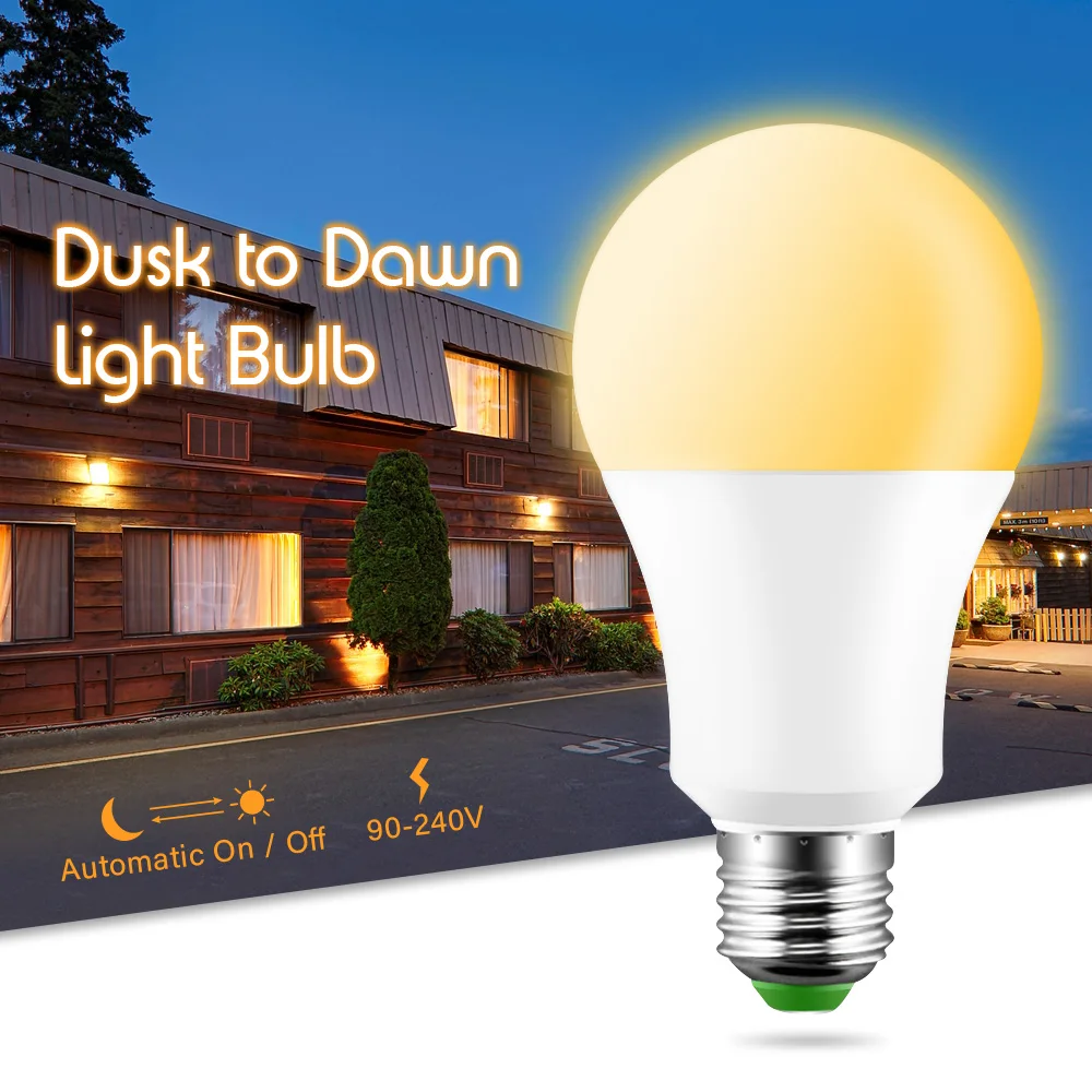 110V 220V E27 LED Bulb Lights 10W Lampada Auto ON/OFF Light Control Dusk to Dawn Globe Day Night for Home Lighting | Освещение