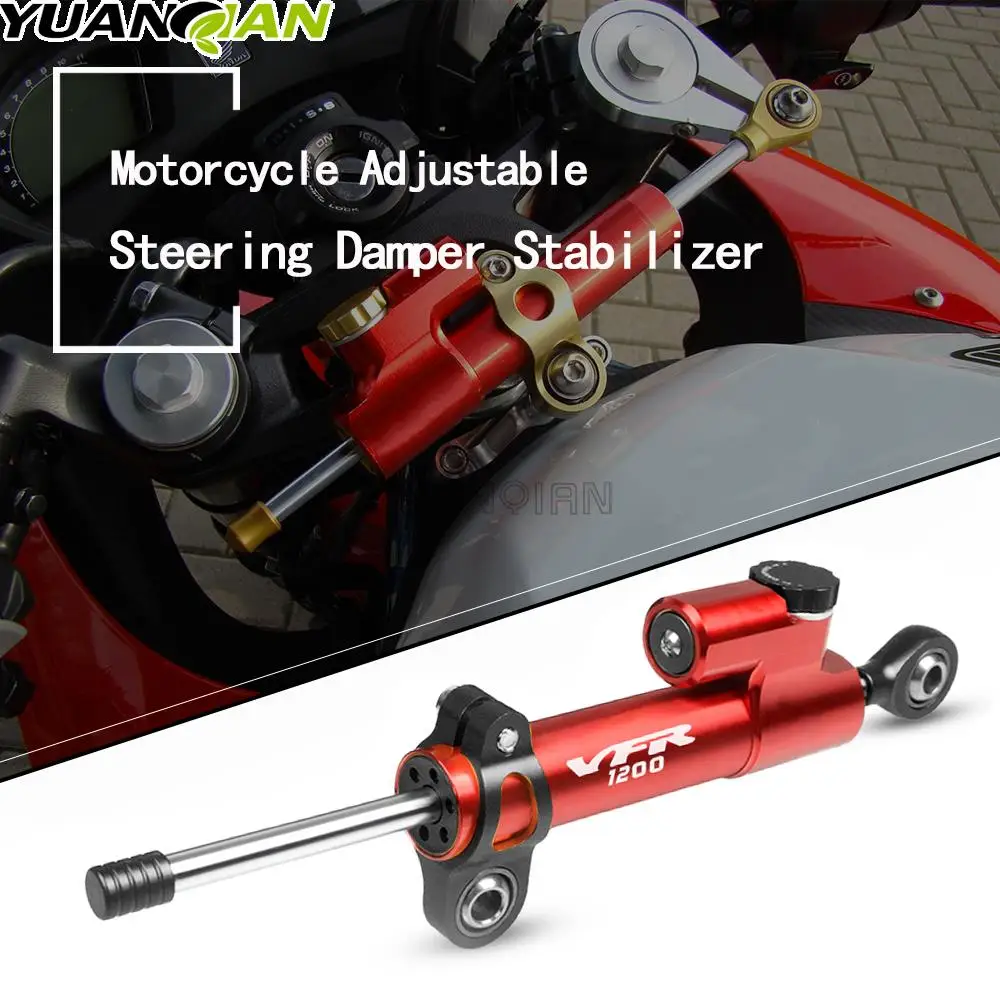

Universal Motorcycle Aluminum Adjustable Steering Damper Stabilizer For Honda VFR1200 VFR 1200 2003-2019 2004 2005 2006 2007 08