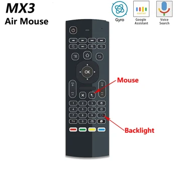 

2.4G Wireless Keyboard Remote Control For X96 mini A95X H96 MAX Android 9.0 TV BoxMX3 MX3-L Backlit Air Mouse Smart Voice remote