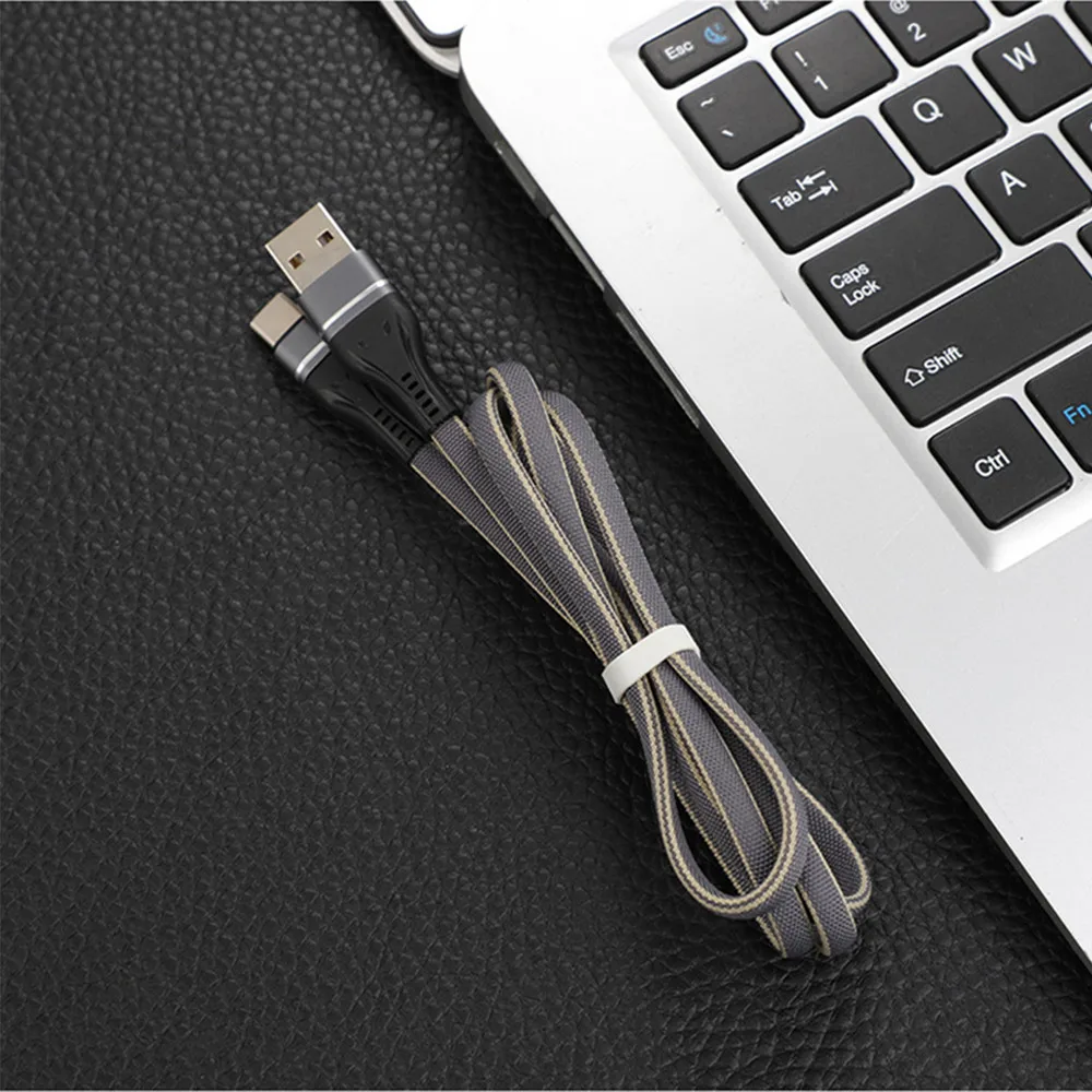 Usb type-C кабель 1 м для huawei samsung oppo Быстрая зарядка кабель для передачи данных USB C для xiaomi htc vivo плоский плетеный провод красный синий серый - Цвет: Gray