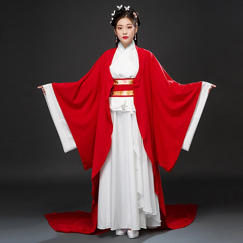 Маскарадный костюм красного цвета hanfu для женщин китайская фея Классические
