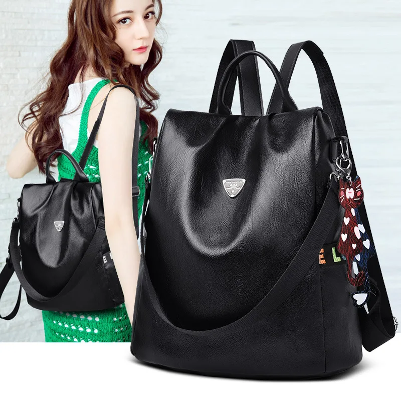 

Backpack Women's 2019 New Style PU Leather Anti-Theft Travel Bag Fashion Single-shoulder Crossbody Bag Versatile Schoolbag