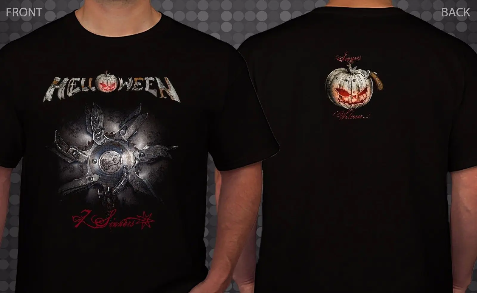 Футболка Helloween 7 Sinners с немецким тяжелым металлическим ремешком размеры до 3Xl