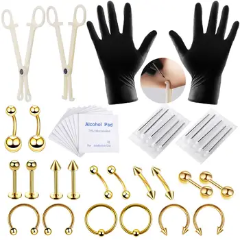 

42Pcs 8mm Tattoo Tools Kit Lip Eyebrow Ear Stud Belly Button Ring Body Piercing Body Art Tools Set Tattoo Permanent Makeup Set