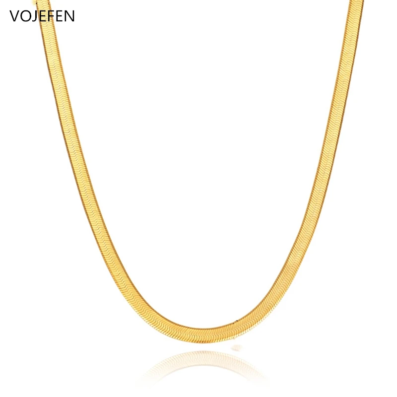 ソウルイーター Vojefen Au750 18 18k純金ヘビのネックレス フラットヘリンボーンチェーン銀製リアルゴールドスネークチェーンチョーカーファインジュエリー 超特価セール サイト Hospitalinnova Com