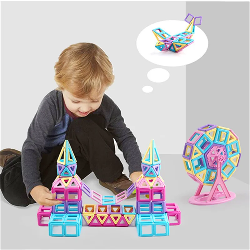 62 шт. розовый блок Магнитный конструктор Набор для строительства модель и строительные игрушки магниты магнитные блоки Развивающие игрушки для детей
