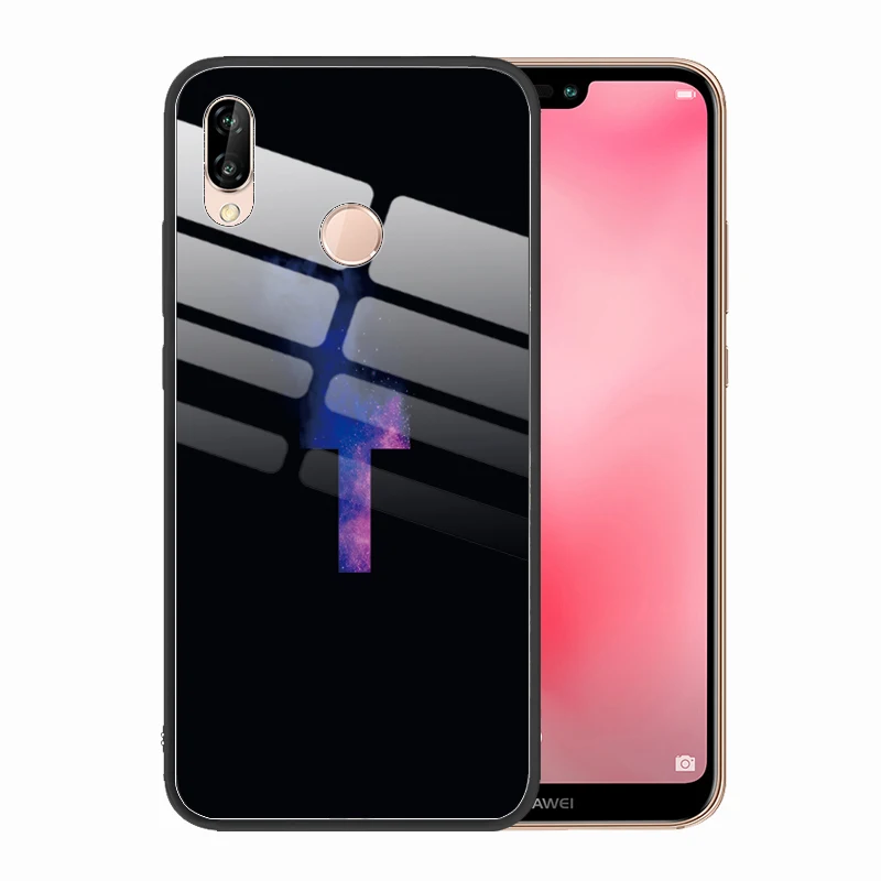 Роскошный чехол для телефона с 26 буквами A B C D для huawei P20 Lite Pro Huawie P30 Lite Pro Coque, закаленное стекло, чехол для huawei P30 Lite P30 Pro huawei mate 10 Lite 20 Lite Funda - Цвет: T