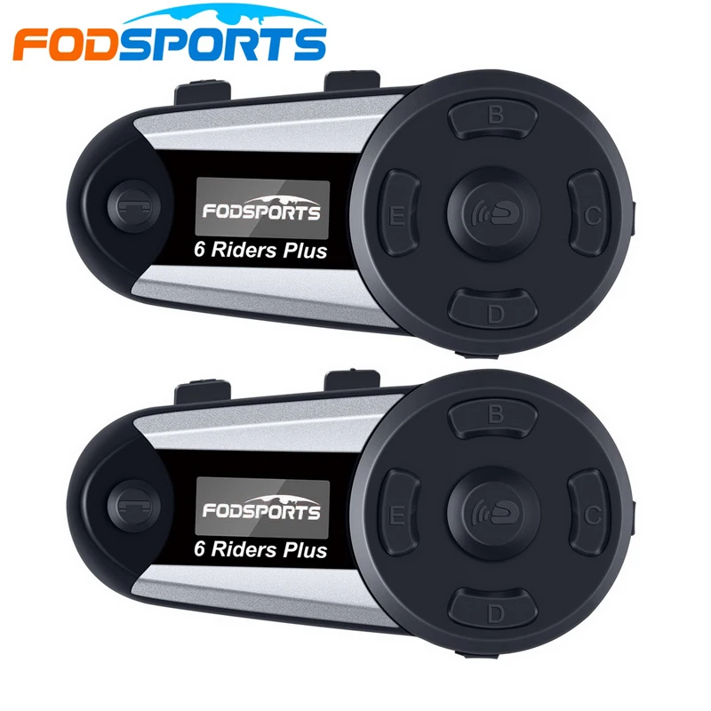 Buy 2 pcs V6 Plus 6 Riders 1200m Bluetooth Intercom Headset Wireless Intercomunicador Interphone BT Full Duplex Intercom FM LED